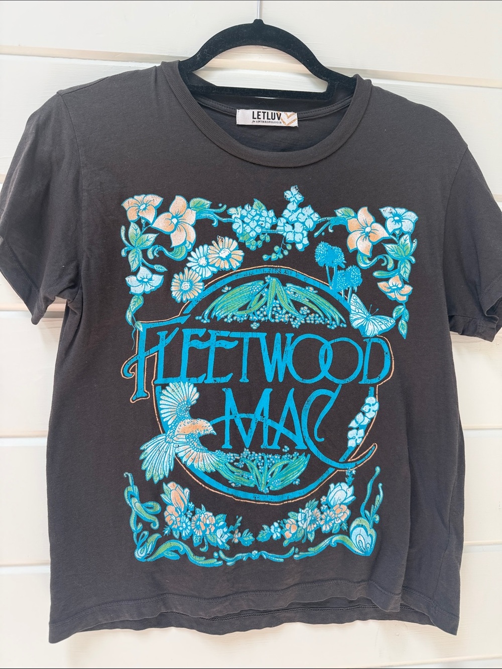 Anthropologie LetLuv Fleetwood Mac Graphic Band Tee | Charcoal Black 100% Cotton